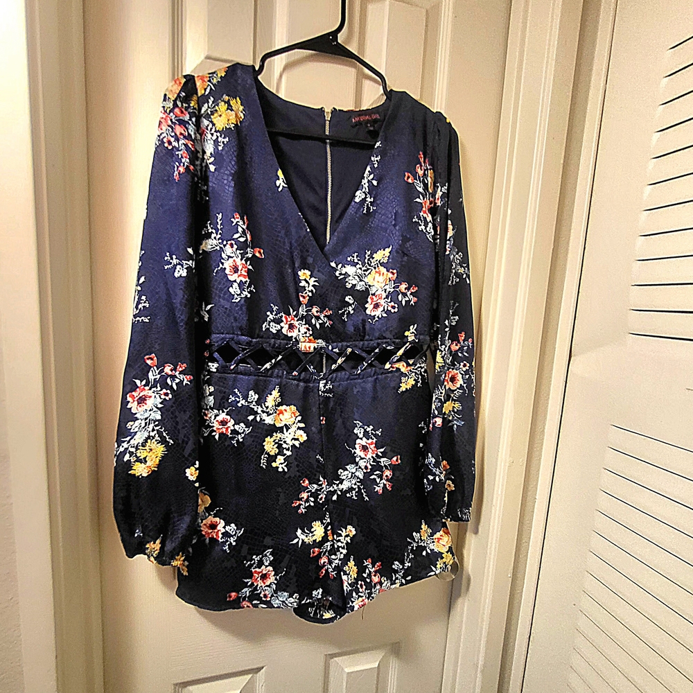 Material Girl Navy Floral Jumpsuit
